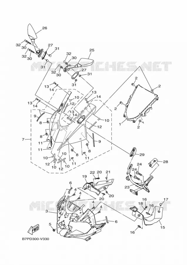 Yamaha 2023 YZF-R3 OEM Front Upper Headlight Surround