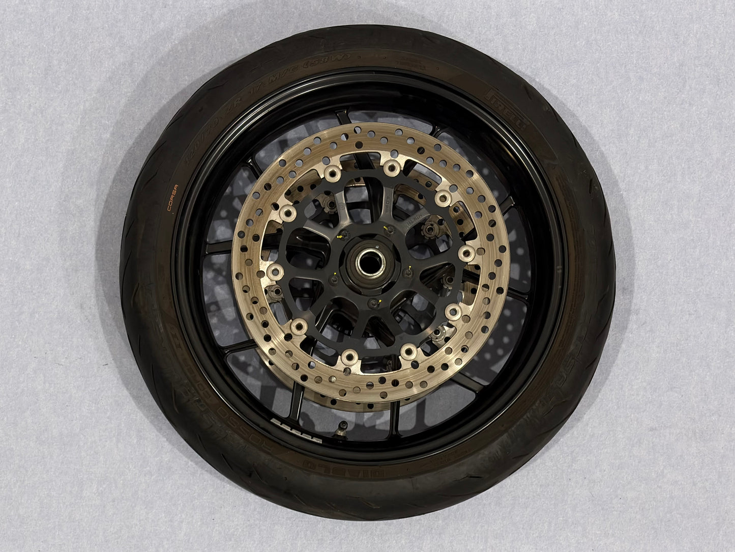 Ducati 2021 Panigale V2 OEM Front Wheel Rim Assembly & Front Wheel Spindle Shaft Axle & Front Brake Discs & Tyre